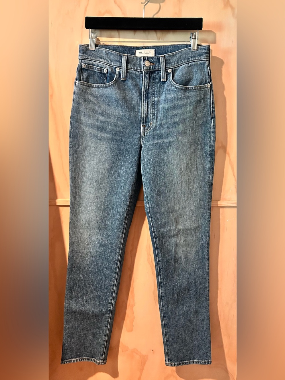 Madewell The Perfect Vintage High-Rise Slim Straight Jeans in Faded Blue Sz 28